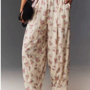 Anthropologie Floral Print Wide Leg Pants